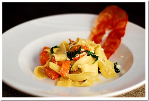 Papardelle with Sweet Potato and Spinach