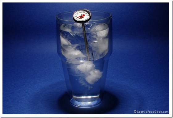 thermometer in ice water